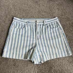 American Eagle Outfitters Blue and White Striped Jean Shorts